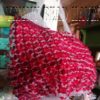 White and red coloured beaded bag
